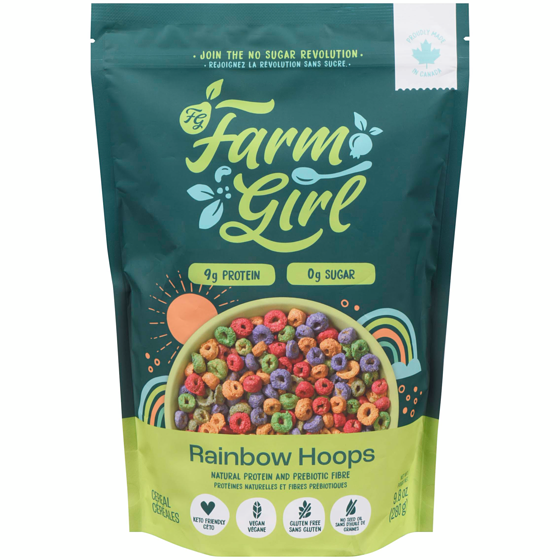 Farm Girl Rainbow Hoops Cereal No Sugar 280 g, $3.21/100g