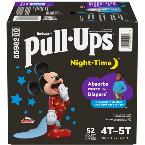 Huggies Sous-vêtements d’entraînement de nuit, garçons, 4T-5T, 52 sous-vêtements 52 ea, 0,63 $/1ch