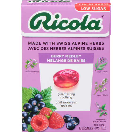 Ricola Box Berry Medley, Low Sugar Naturally Delicious Throat Refreshment & Relief 18 ea, $0.19/1ea