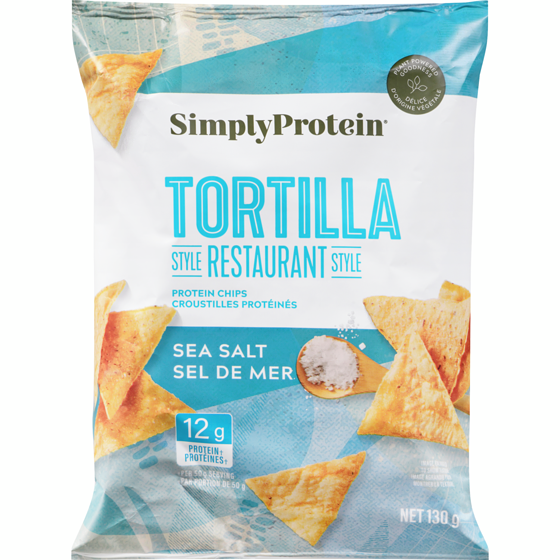 Simply Protein Restaurant-Style Protein Chips Tortilla Sea Salt 130 g, $4.22/100g