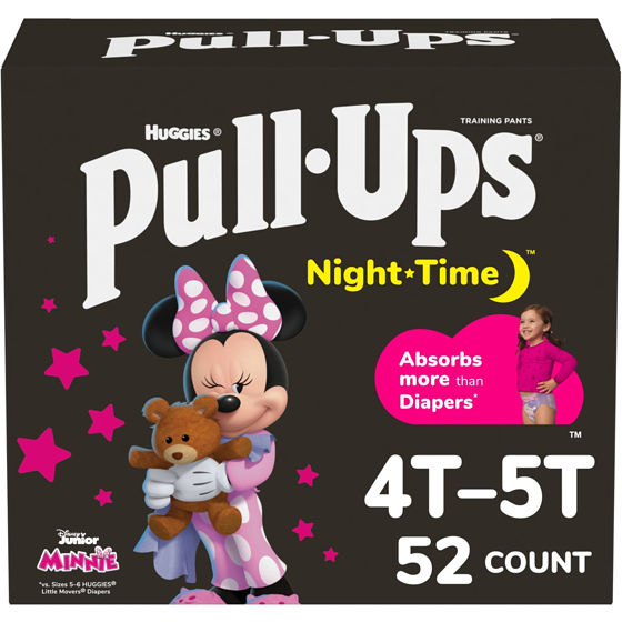 Huggies Pull-Ups Girls Night-Time Training Pants, 4T-5T (38-50 lbs), 52 Ct 52 ea, $0.63/1ea