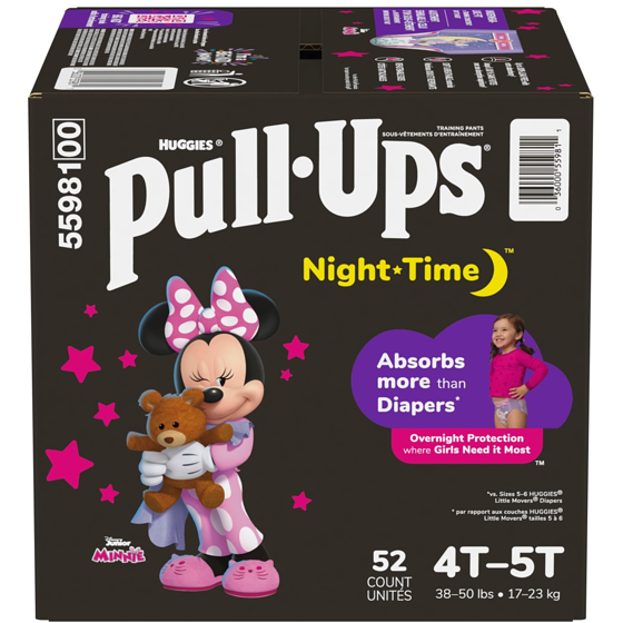 Huggies Sous-vêtements d’entraînement de nuit, filles, 4T-5T, 52 sous-vêtements 52 ea, 0,63 $/1ch