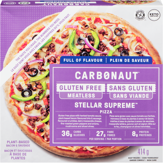 Carbonaut Gluten Free Stellar Supreme Pizza 414 g, $3.14/100g