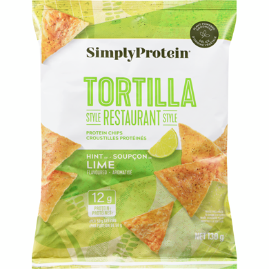 Simply Protein Croustilles protéinées de style restaurant tortilla soupçon de lime aromatisé 130 g, 4,22 $/100g