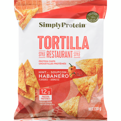 Simply Protein Croustilles protéinées de style restaurant tortilla soupçon de habanero aromatisé 130 g, 4,22 $/100g