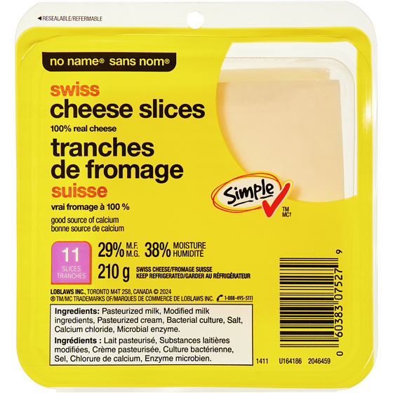 No Name Swiss Cheese Slices 210 g, $2.76/100g
