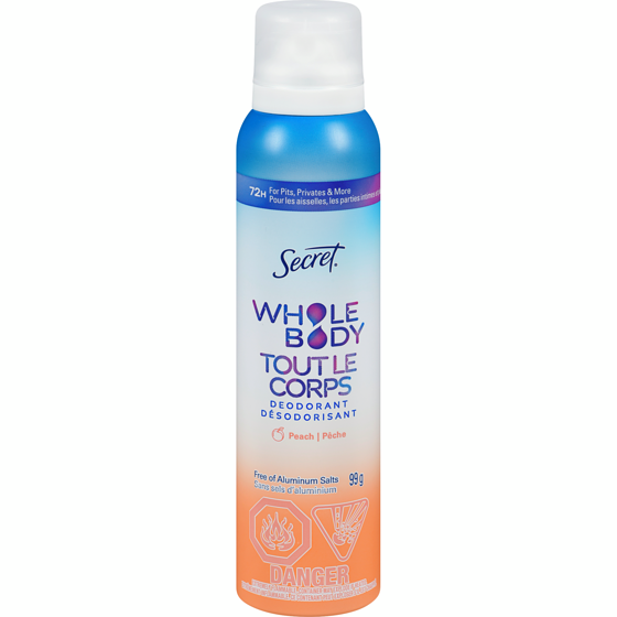 Secret Whole Body Aluminum Free Deodorant Body Spray Peach & Vanilla 99 g, $19.18/100g