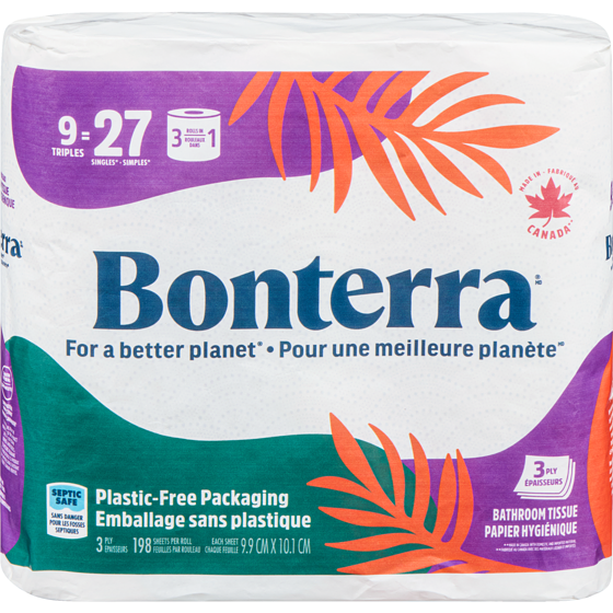 Bonterra Bathroom Tissue 3 Ply 1 ea, $9.49/1ea