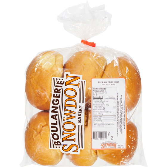 Snowdon Bakery Eggs Rolls Round 480 g, $1.04/100g