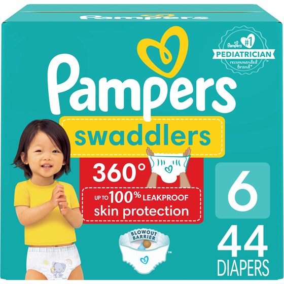 Pampers Couches Swaddlers 360°, taille 6, 44 couches 44 ea, 0,80 $/1ch
