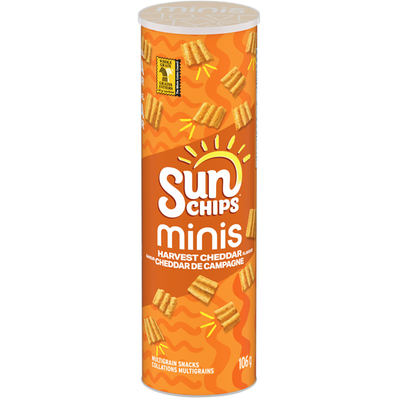 Sunchips Minis Harvest Cheddar Flavour Multigrain Snacks 106 g, $2.36/100g