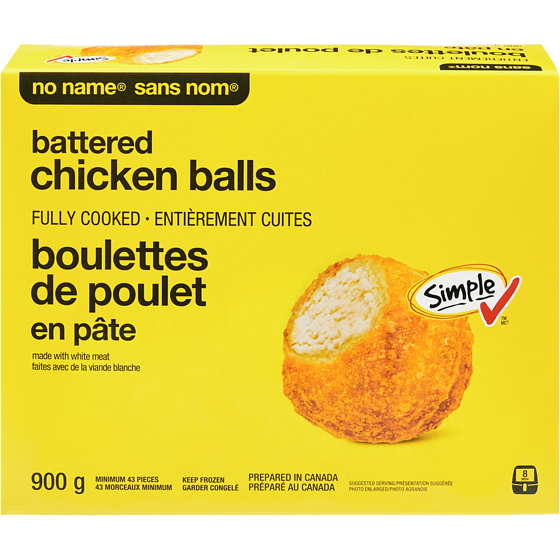 Sans Nom Boulettes de poulet en pâte entièrement cuit 900 g, 1,22 $/100g