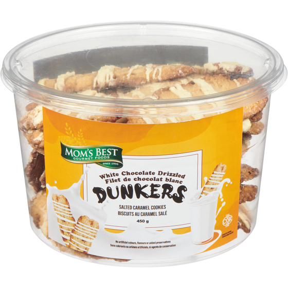 Mom's Best Dunkers Salted Caramel Cookies White Chocolate Drizzled 450 g, $1.89/100g