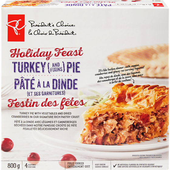 President's Choice Holiday Feast Turkey (and Fixins) Pie 800 g, $2.25/100g