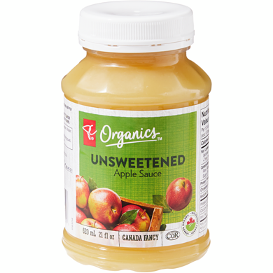 PC Organics Unsweetened Apple Sauce 620 ml, $5.63/100ml