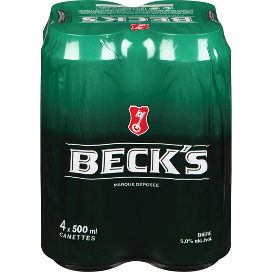 Beck’s Bière (Pièce d’identité requise au moment du ramassage) 4x500.0 ml, 0,80 $/100ml