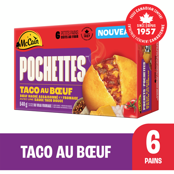 McCain Pochettes Taco au bœuf paquet de 6 540 g, 1,20 $/100g