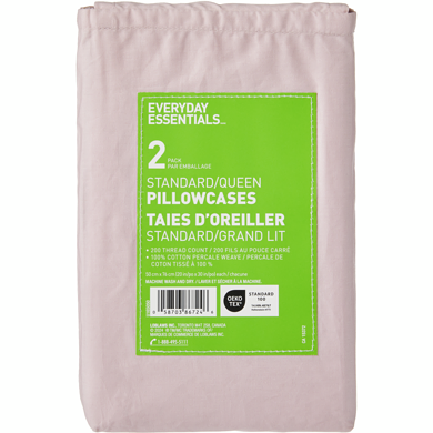 Everyday Essentials Queen Percale Pillowcases 2 Piece Set 1 ea, $6.00/1ea