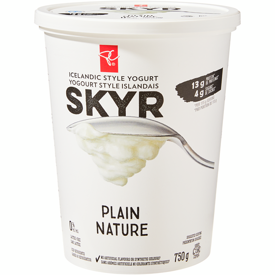 President's Choice Icelandic Style Skyr Plain Yogurt  750 g, $0.80/100g