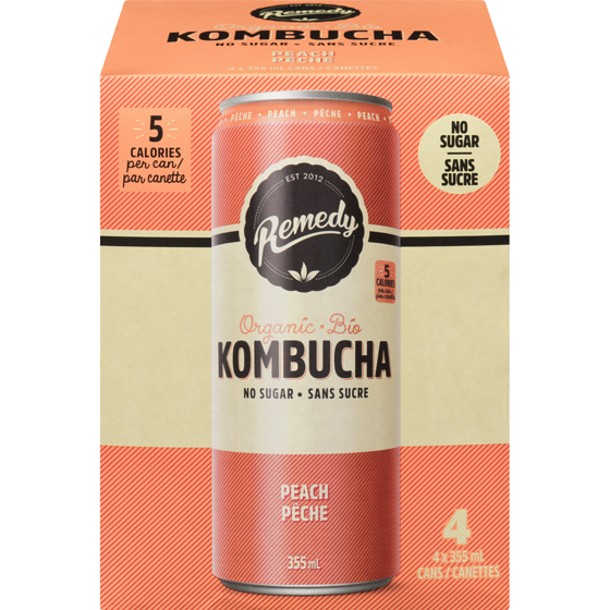Remedy Kombucha Organic Peach 4x355.0 ml, $0.49/100ml