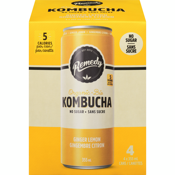 Remedy Kombucha Organic Ginger Lemon 4x355.0 ml, $0.60/100ml