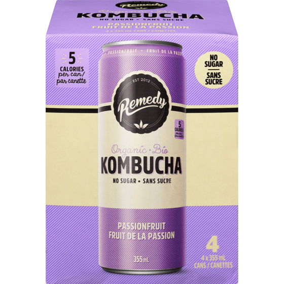 Remedy Kombucha Organic Passionfruit 4x355.0 ml, $0.49/100ml