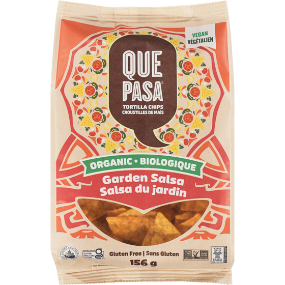 Que Pasa Organic Garden Salsa Tortilla Chips 156 g, $3.85/100g