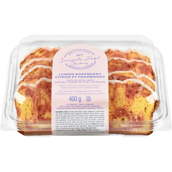 Simple Joy Gâteau tranché avec glaçage citron et framboises 400 g, 1,63 $/100g
