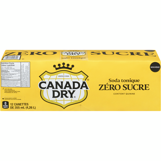 Canada Dry Soda Tonique Zéro Sucre 12x355.0 ml, 0,21 $/100ml