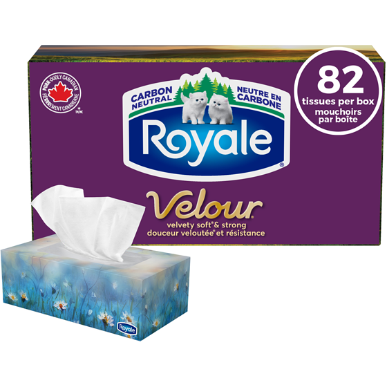 Royale Velour Facial Tissue, 1 Flat Box, 82 Tissues per box 1 ea, $3.29/1ea