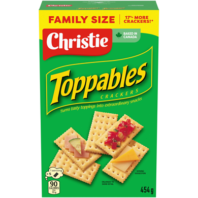 Christie Toppables Crackers, Eat on its own or topped, Buttery tasting, flaky, melt in your mouth crackers 454 g, $0.88/100g