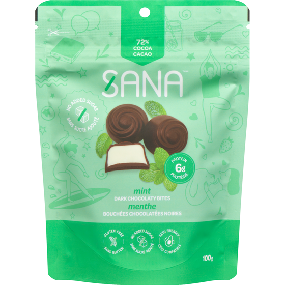 Sana Dark Chocolaty Bites Mint 100 g, $7.99/100g