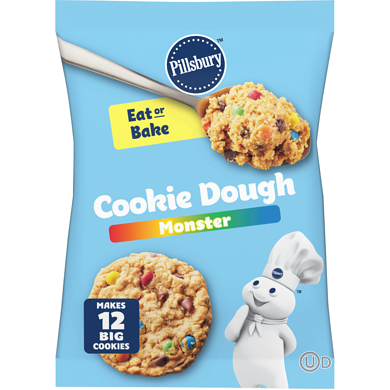 Pillsbury Monster Cookie Dough with Candy Pieces, Peanut Butter & Chocolate Chips, Ready to Bake, 12 ct 454 g, $1.21/100g