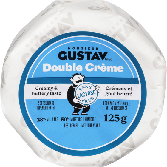 Monsieur Gustav Soft Surface Ripened Cheese Double Crème 28% M.F. 125 g, $5.59/100g