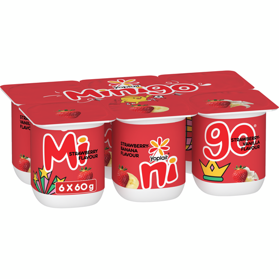 Yoplait 2% Minigo Duo Variety Pack, Strawberry/ Strawberry-banana/ Strawberry-Vanilla Flavour ,6ct 6x60.0 g, $0.83/100g