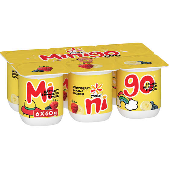 Yoplait 2% Minigo Duo Variety Pack, Blueberry-Strawberry/ Strawberry-Banana/ Banana-Blueberry Flavour ,6ct 6x60.0 g, $0.83/100g