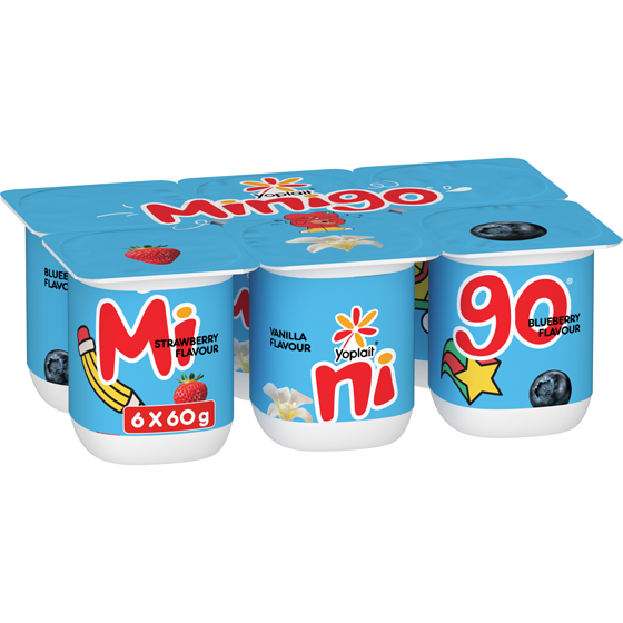 Yoplait 2% Minigo Duo Variety Pack, Strawberry/Vanilla/Blueberry Flavour,6ct 6x60.0 g, $0.83/100g