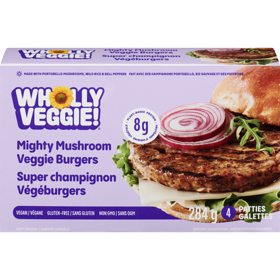 Wholly Veggie Super champignon végéburgers 284x284.0 g, 2,81 $/100g