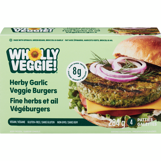 Wholly Veggie Fine herbs et ail végéburgers 284 g, 2,81 $/100g