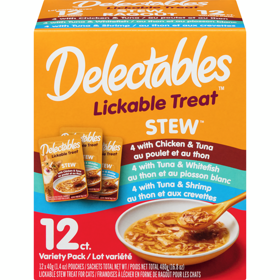 Hartz Lickable Stew Treats For Cats Pack Variety 12x40.0 g, $3.54/100g