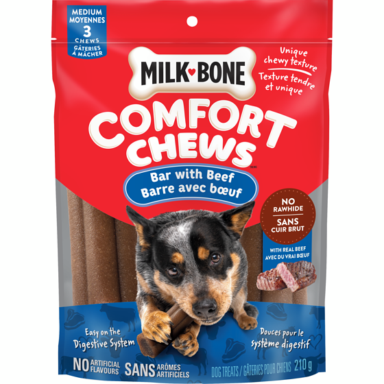 Milk-Bone Comfort chews gâteries pour chiens moyennes barre avec bœuf 210 g, 4,29 $/100g