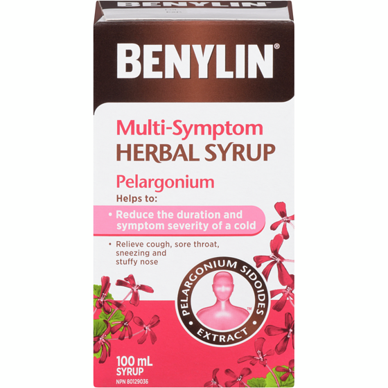 Benylin Multi-Symptom Herbal Syrup Pelargonium 100 ml, $13.49/100ml