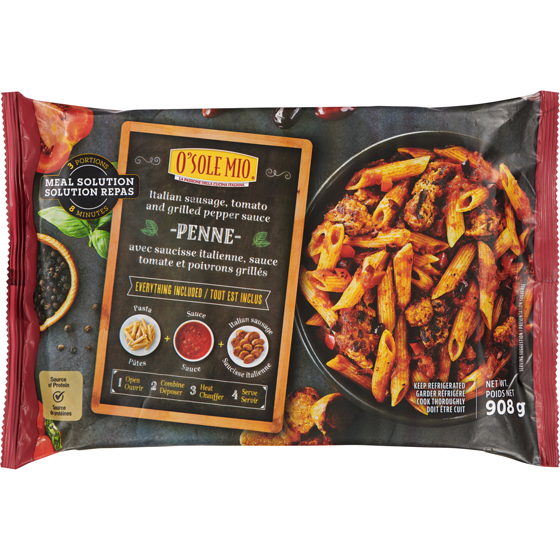 O Sole Mio Italian Sausage, Tomato And Grilled Pepper Sauce Penne 908 g, $1.43/100g
