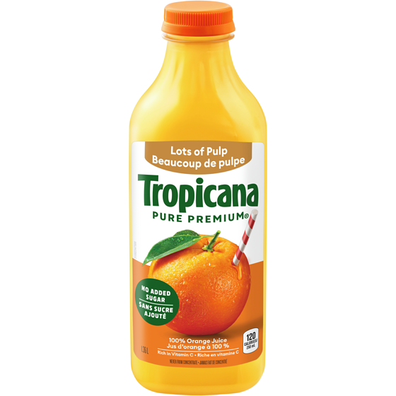 Tropicana Jus d'orange beaucoup de pulpe 1.36 l, 0,37 $/100ml