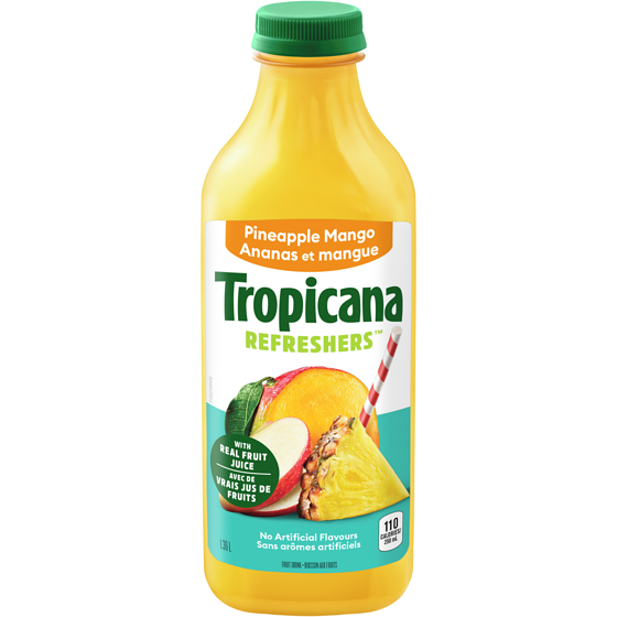 Tropicana Ananas et mangue Refreshers 1.36 l, 0,48 $/100ml