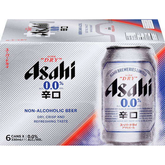 Asahi Non-Alcoholic Beer 6x330.0 ml, $0.56/100ml