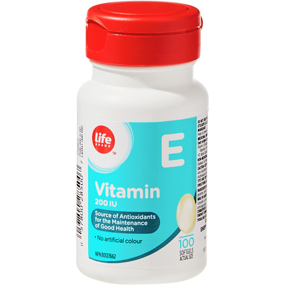 Life Brand Vitamin E 200 IU 100 Softgels 100 ea, $0.09/1ea