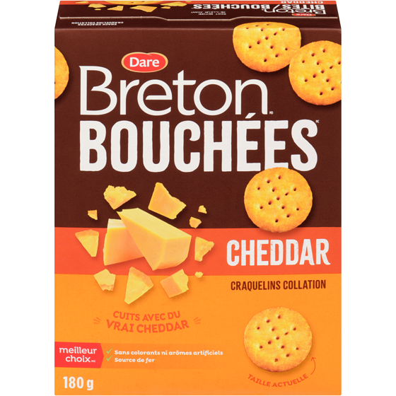 Dare Bouchées craquelins collation cheddar 180 g, 1,39 $/100g