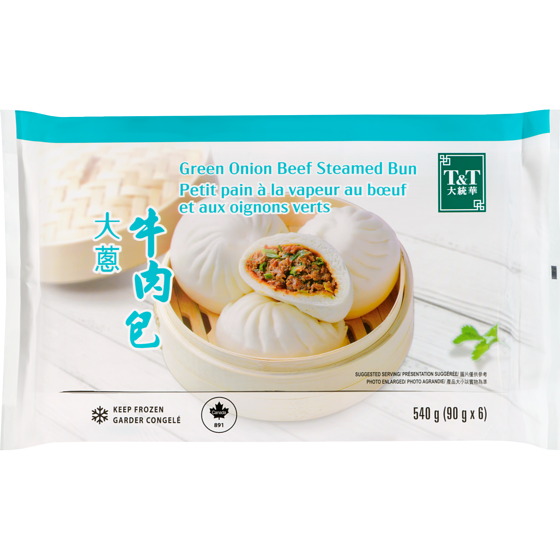 T&T Green Onion Beef Bun 540 g, $1.39/100g