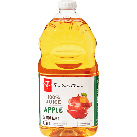 President's Choice 100% Apple Juice 1.89 l, $0.23/100ml